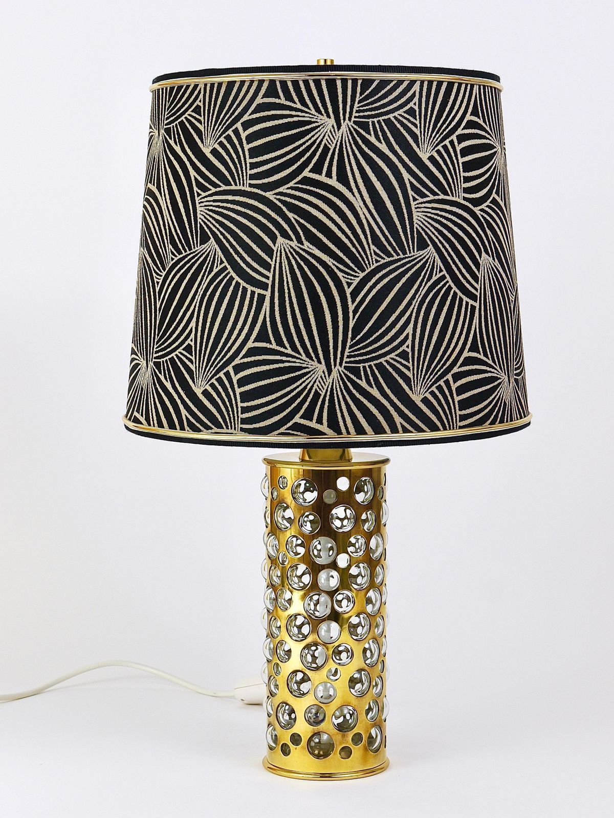 Lighting Rupert Nikoll Midcentury Brass Tube Bubble Glass Table Lamp, Austria, 1950s photo