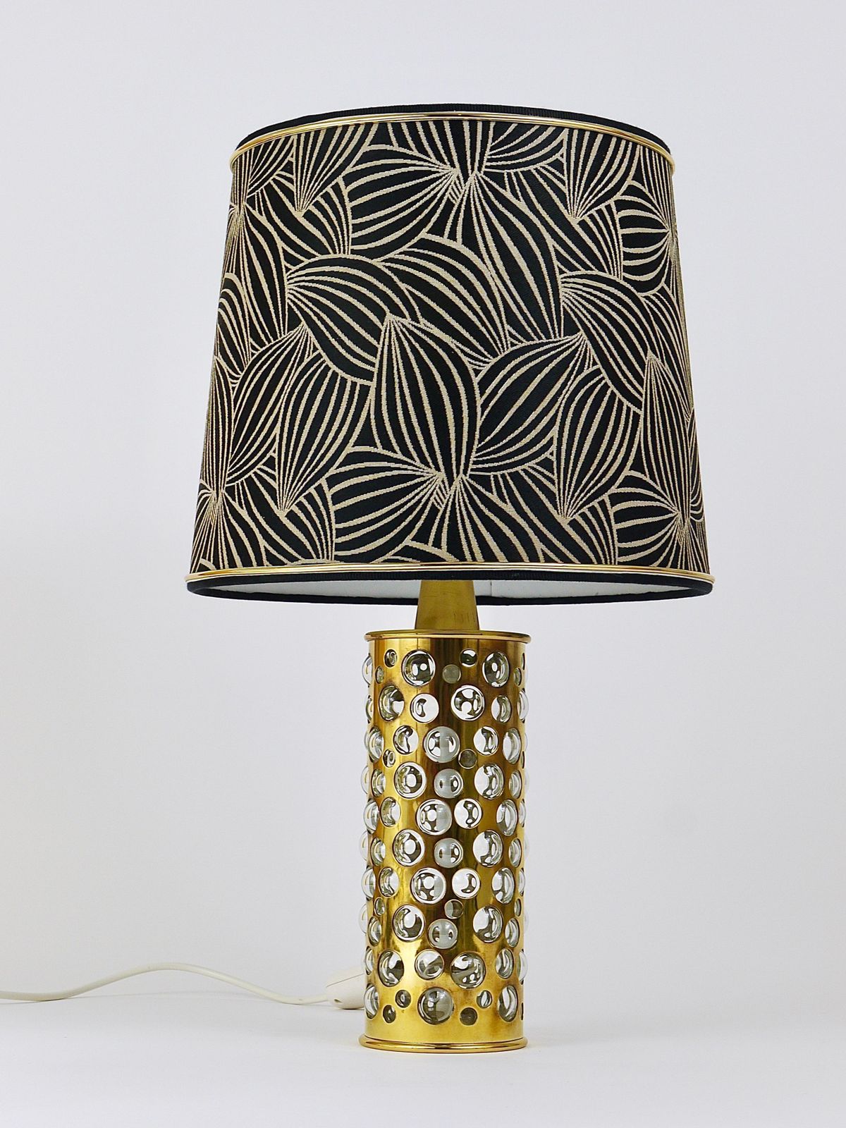 2579.0 Rupert Nikoll Midcentury Brass Tube Bubble Glass Table Lamp, Austria, 1950s photo