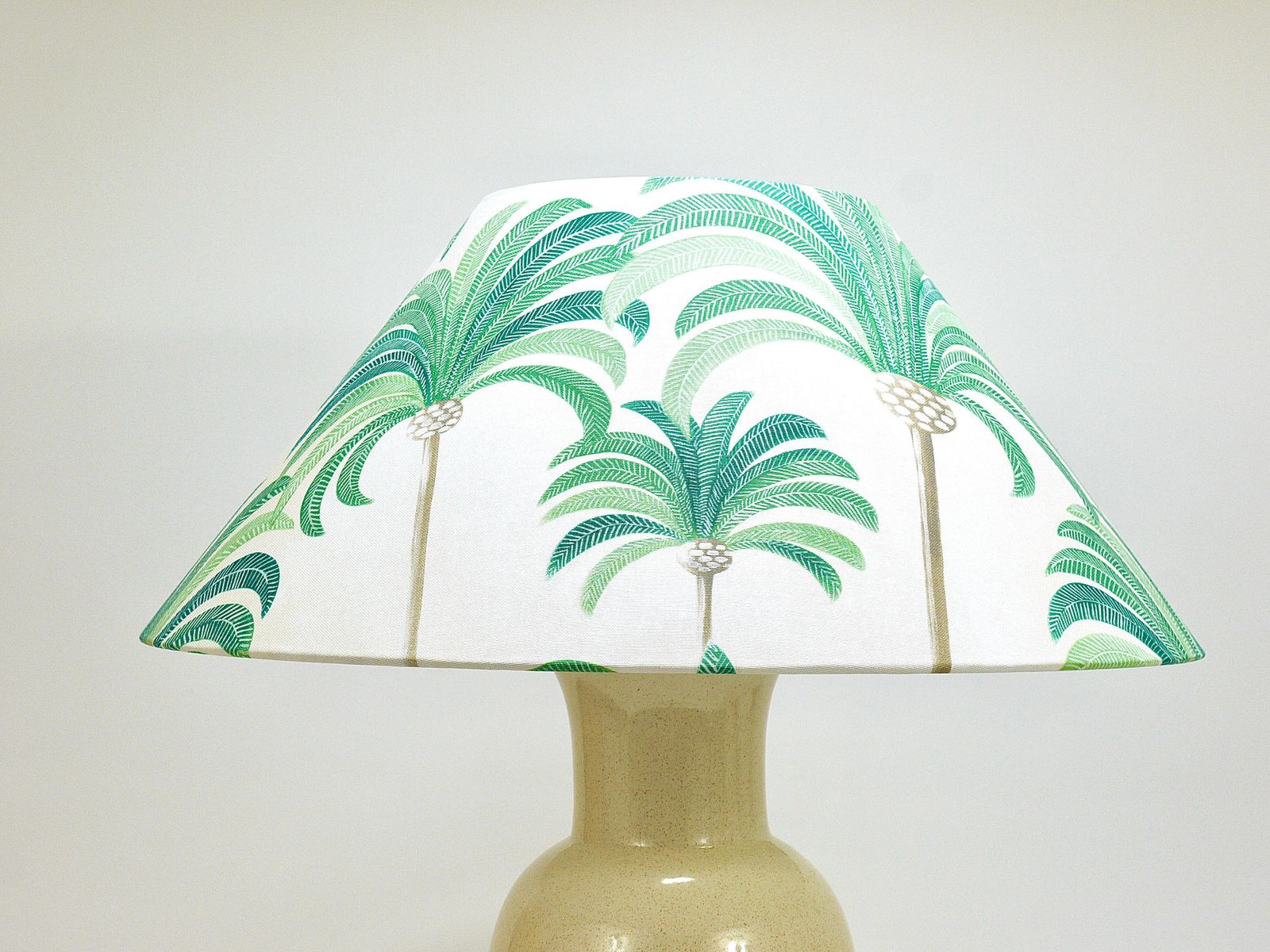 photo for sale Pair Tommaso Barbi Riviera Palm Tree 1970s Table Lamps With Matching Pillows