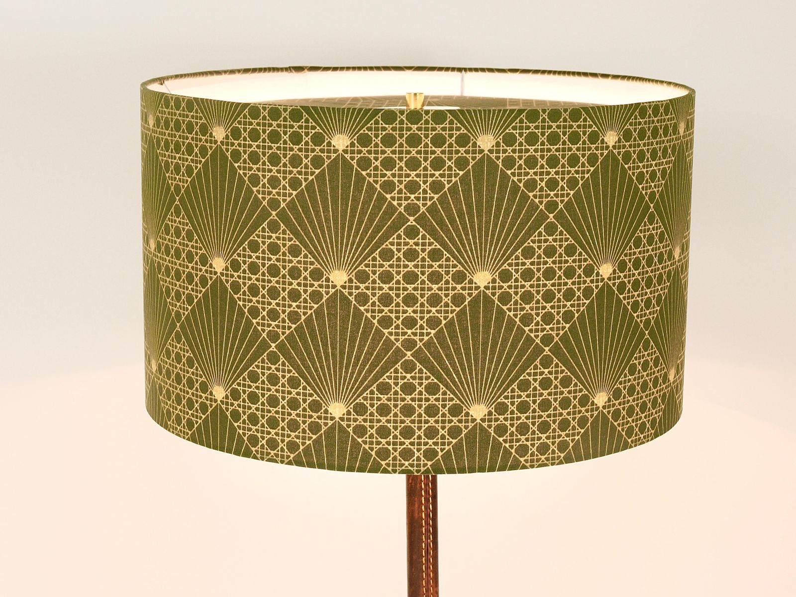 3869.0 Pair J.T. Kalmar Brass & Leather Mid Century Table Or Side Lamps, Austria, 1960s photo