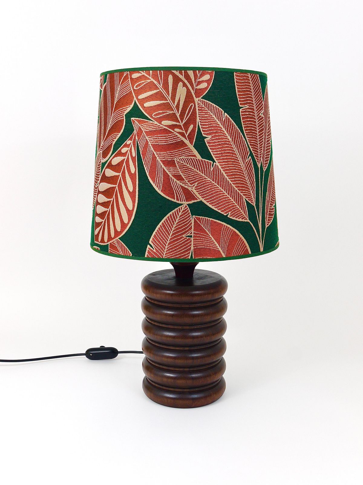 Midcentury Table Or Side Lamp, Turned Wood Base, Sweden, 1970s photo buy