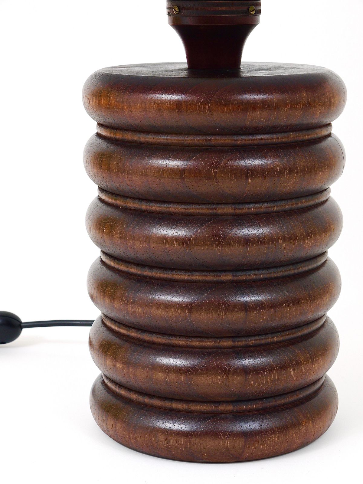 1129.0 Midcentury Table Or Side Lamp, Turned Wood Base, Sweden, 1970s photo