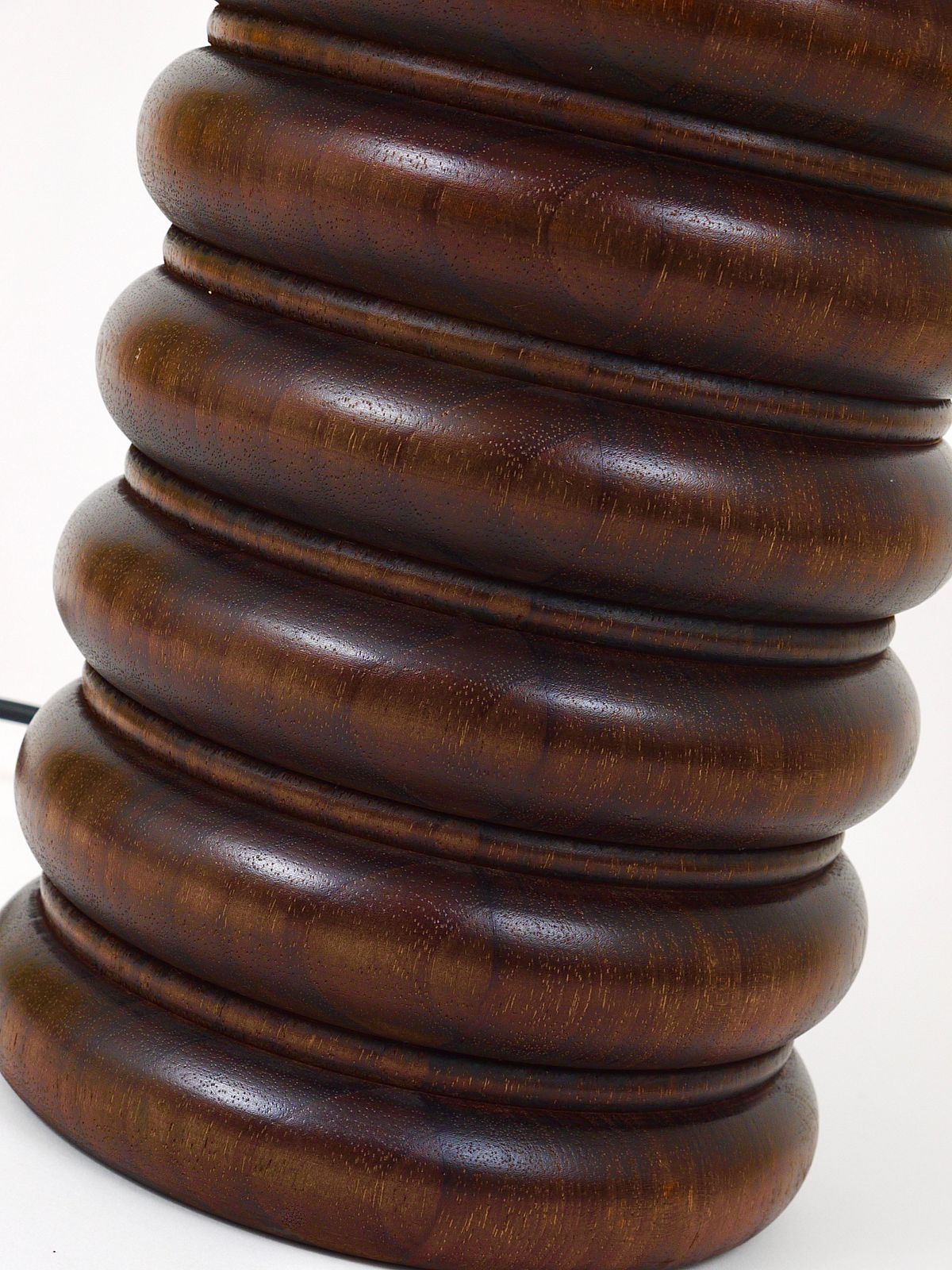 photo vintage Midcentury Table Or Side Lamp, Turned Wood Base, Sweden, 1970s