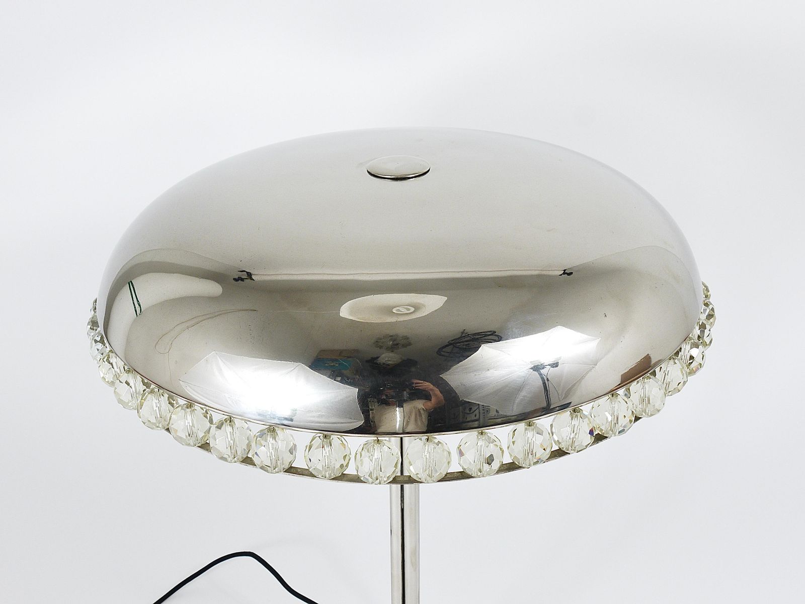 photo buy Bakalowits Vienna Nickel & Crystal Mushroom Table Desk Side Lamp, Austria, 1950s