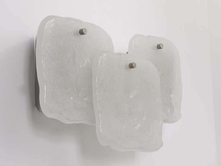 Up To 4 Kalmar Vienna Frosted Ice Glass Panel Sconces Modernist Wall Lamps 1960s photo furniture