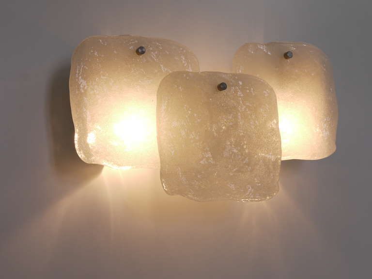 photo furniture Up To 4 Kalmar Vienna Frosted Ice Glass Panel Sconces Modernist Wall Lamps 1960s