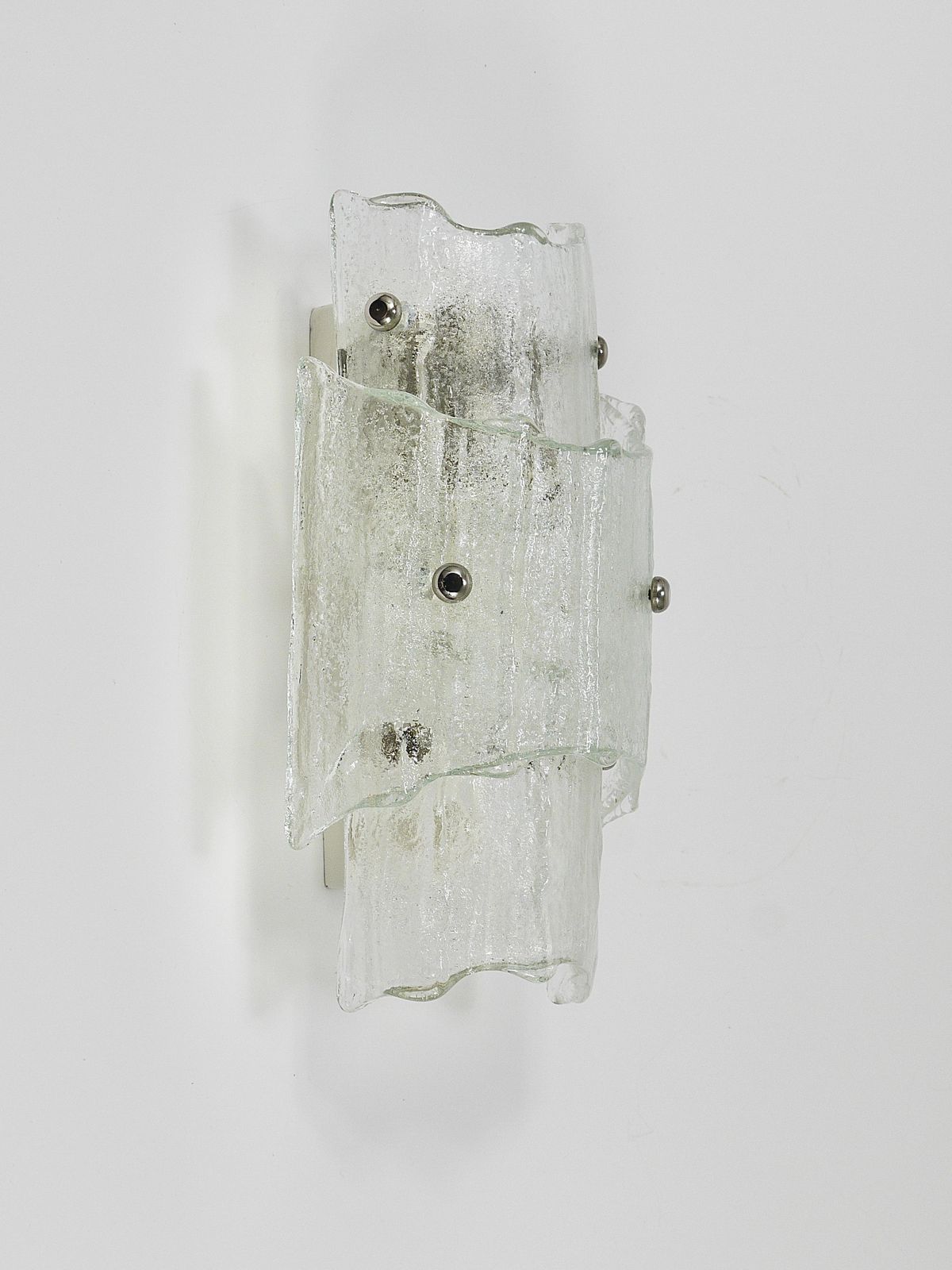 photo vintage J.T. Kalmar Vienna Pair Mid Century Frosted Ice Glass Sconces, Austria, 1960s