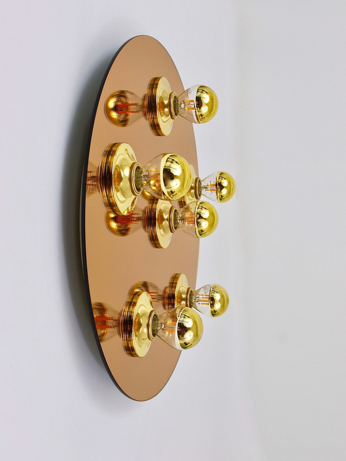 Fontana Arte Style Gold Bronze Mirror Glass Flush Mount Or Sconce, Italy, 1970s photo vinterior
