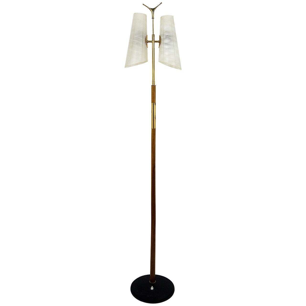 Rupert Nikoll Mid Century Brass Floor Lamp, Austria, 1950s