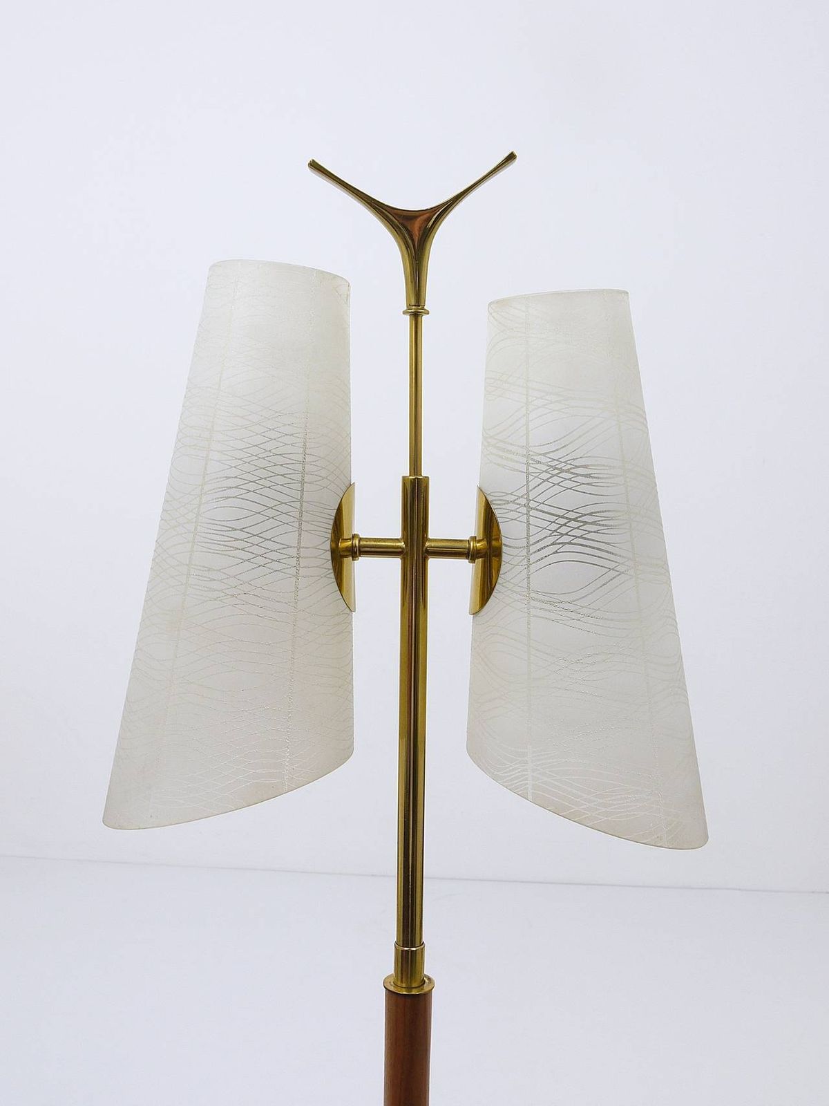 Rupert Nikoll Mid Century Brass Floor Lamp, Austria, 1950s photo vinterior