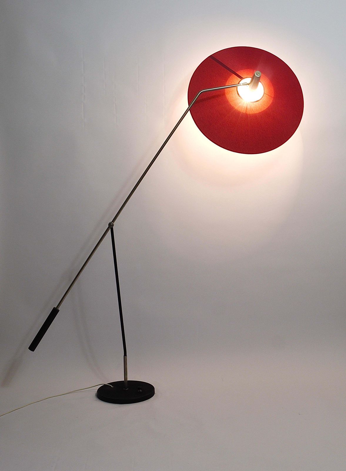 Rupert Nikoll Articulating Counterweight Midcentury Floor Lamp, Nickel, Brass photo 3628.0