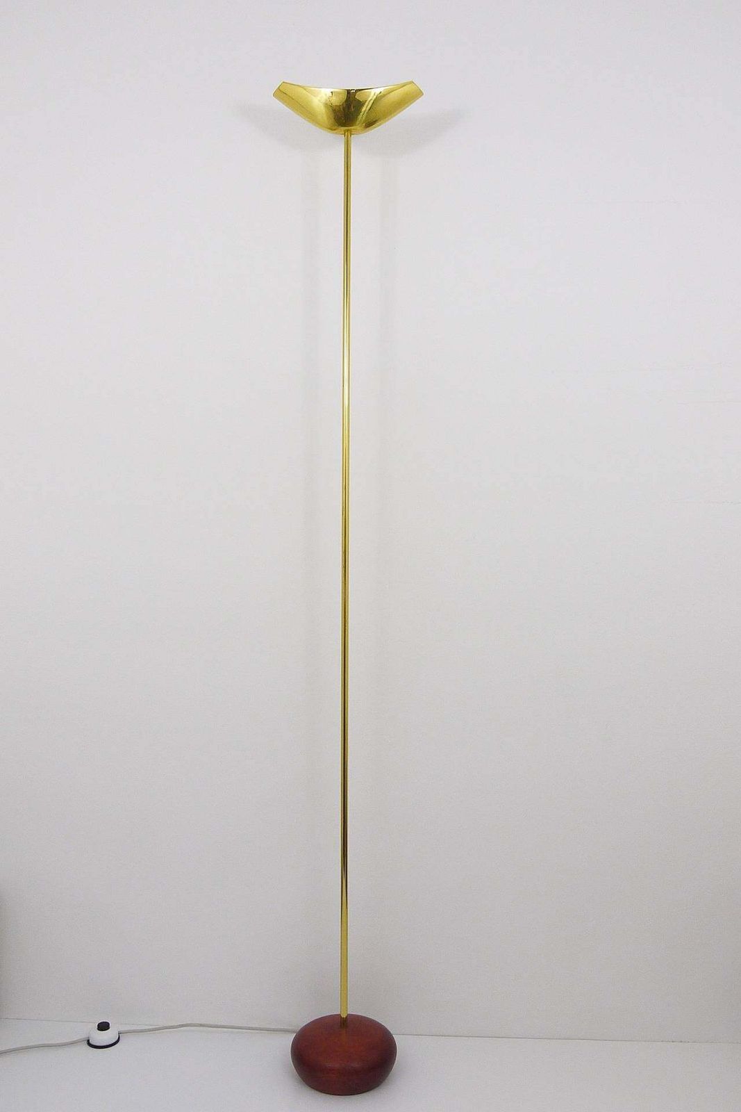 Rodolfo Dordoni Postmodern Brass & Wood Uplight Floor Lamp, Italy, 1980s photo furniture