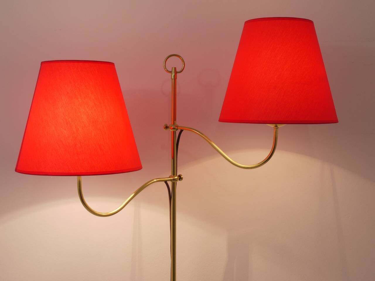 photo for sale Josef Frank Two Arms Mid Century Adjustable Brass Floor Lamp, Austria, 1950s