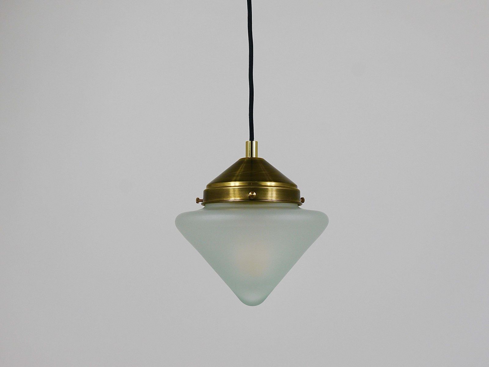 Up To 7 Art Deco Brass Pendant Lights With Conical Glass Shades, Vienna 1930s photo 314.0