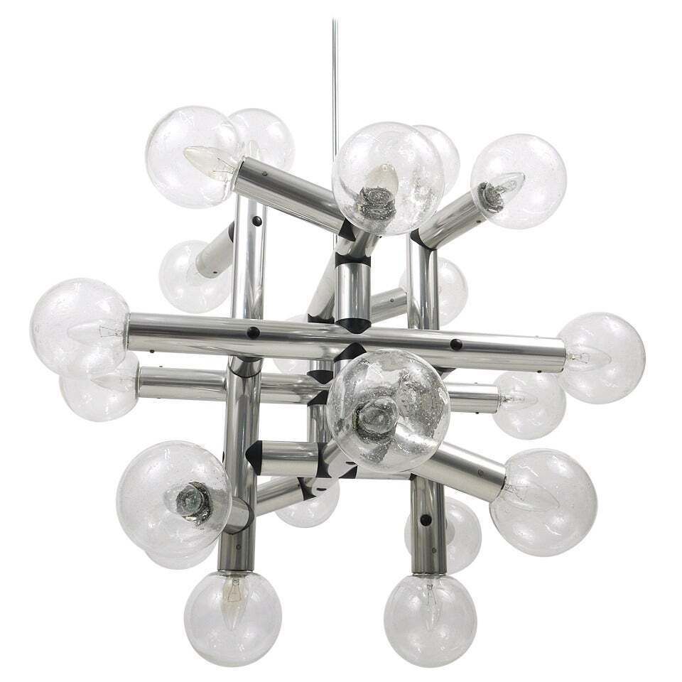 Up  Of 3 Identical J.T. Kalmar Atomic Ceiling Lamps Chandeliers, Austria, 1960s
