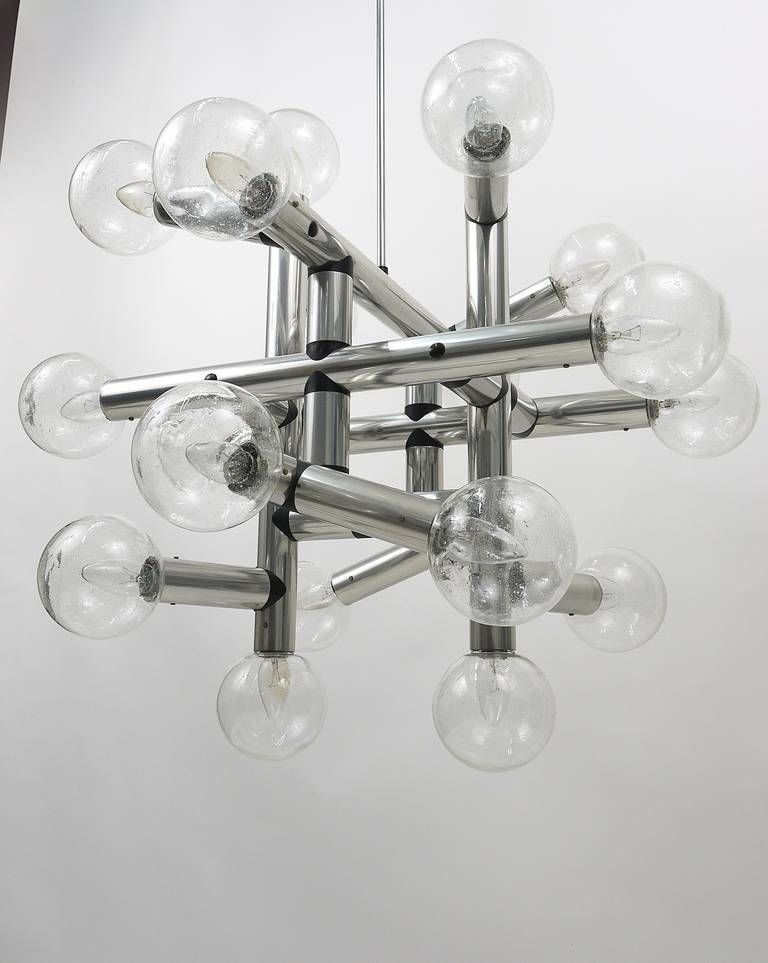 Up  Of 3 Identical J.T. Kalmar Atomic Ceiling Lamps Chandeliers, Austria, 1960s photo Lighting