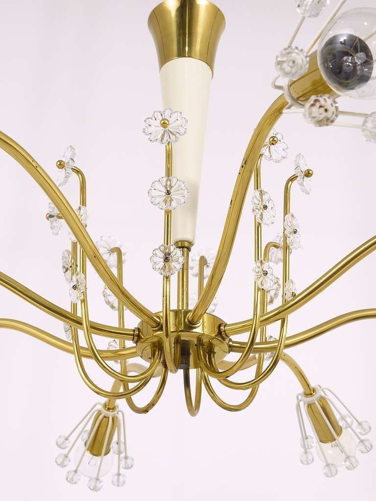 photo furniture Unusual Emil Stejnar Brass Crystal Chandelier, Rupert Nikoll, Austria, 1950s