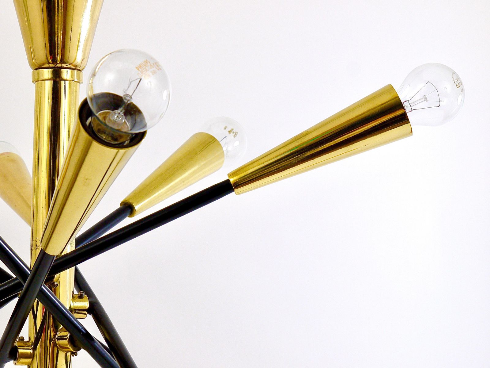 Stilnovo Style Huge Articulating Black And Brass Sputnik Chandelier, Italy, 1950 photo 6852.0