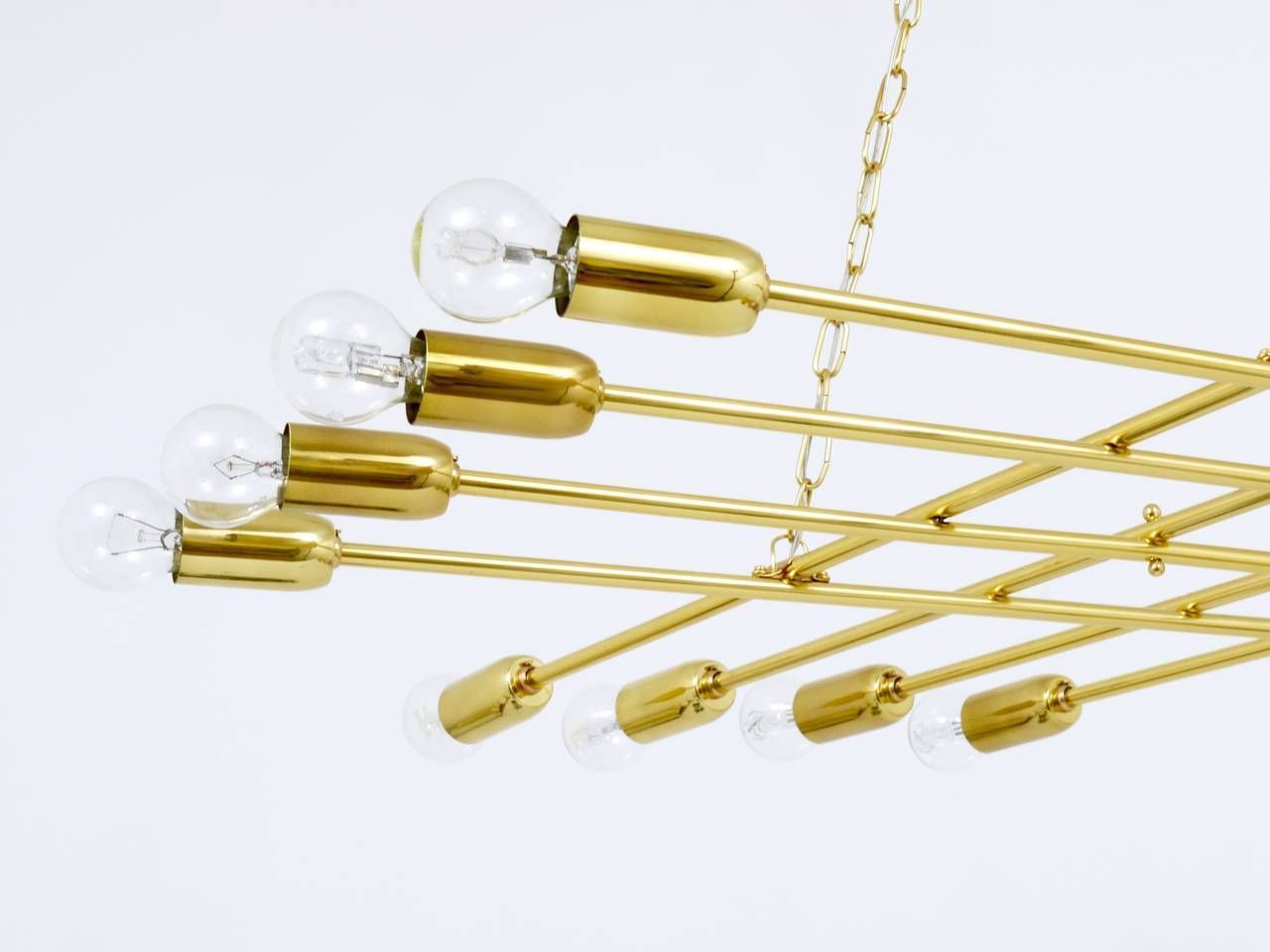 Rupert Nikoll Large Midcentury Brass Chandelier, Austria, 1950s photo vinterior
