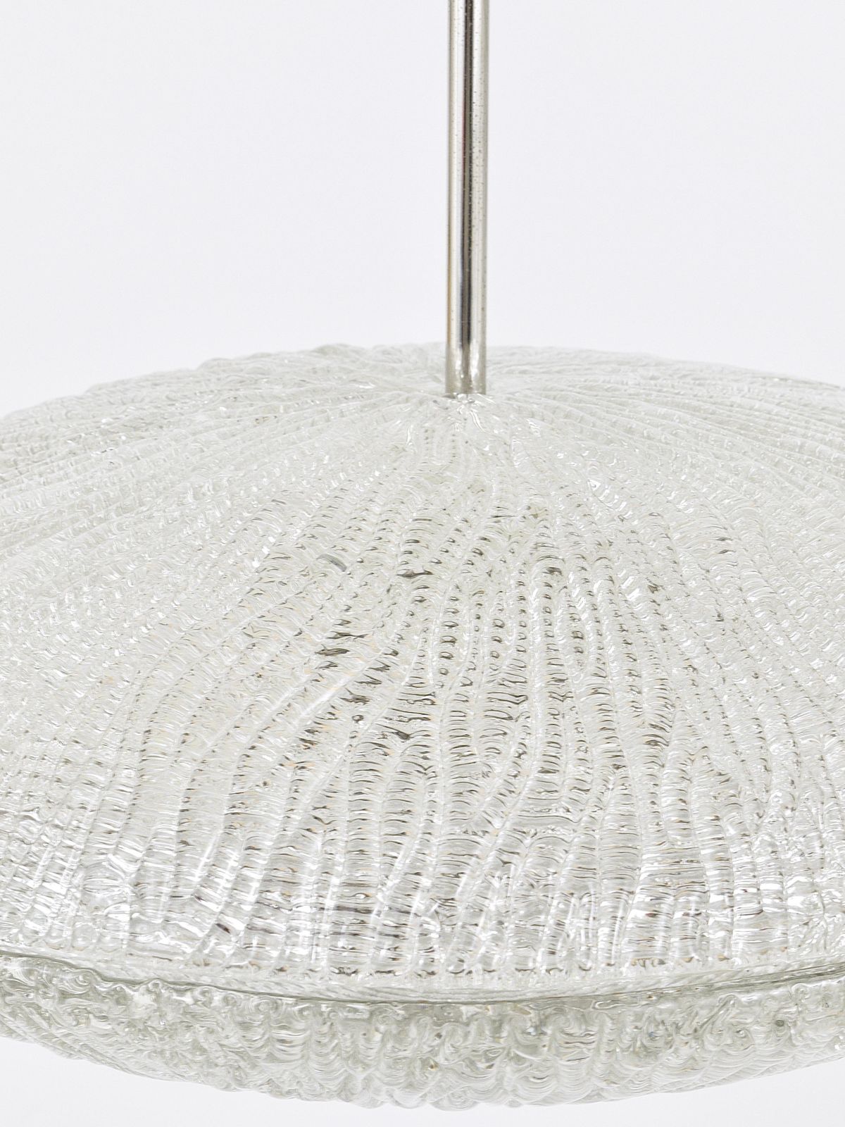 3144.0 Midcentury Kalmar Discus Textured Glass & Nickel Chandelier, Austria, 1950s photo