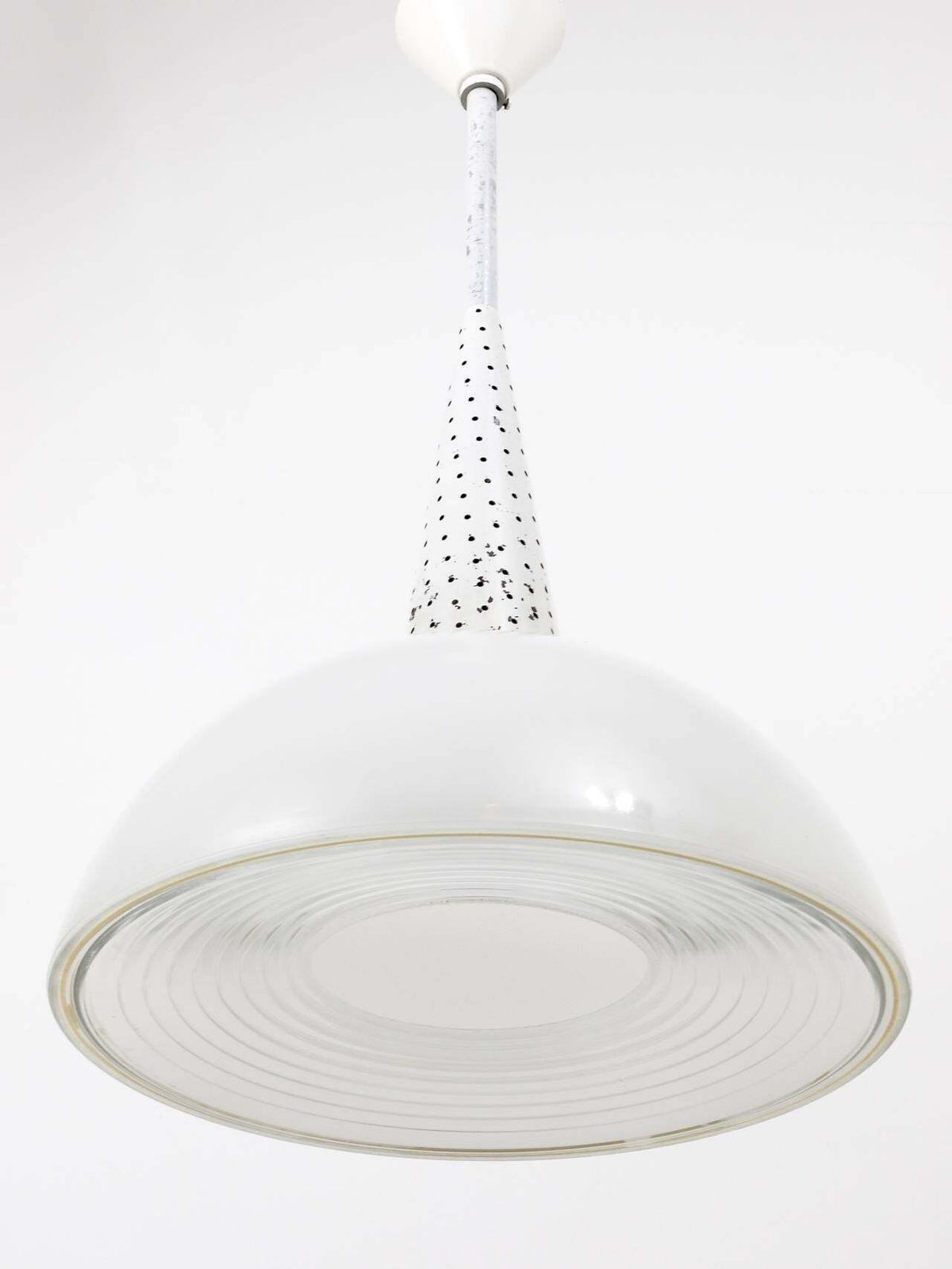 Mathieu Matégot Perforated Midcentury Pendant Lamp, Holophane, France, 1950s photo vintage
