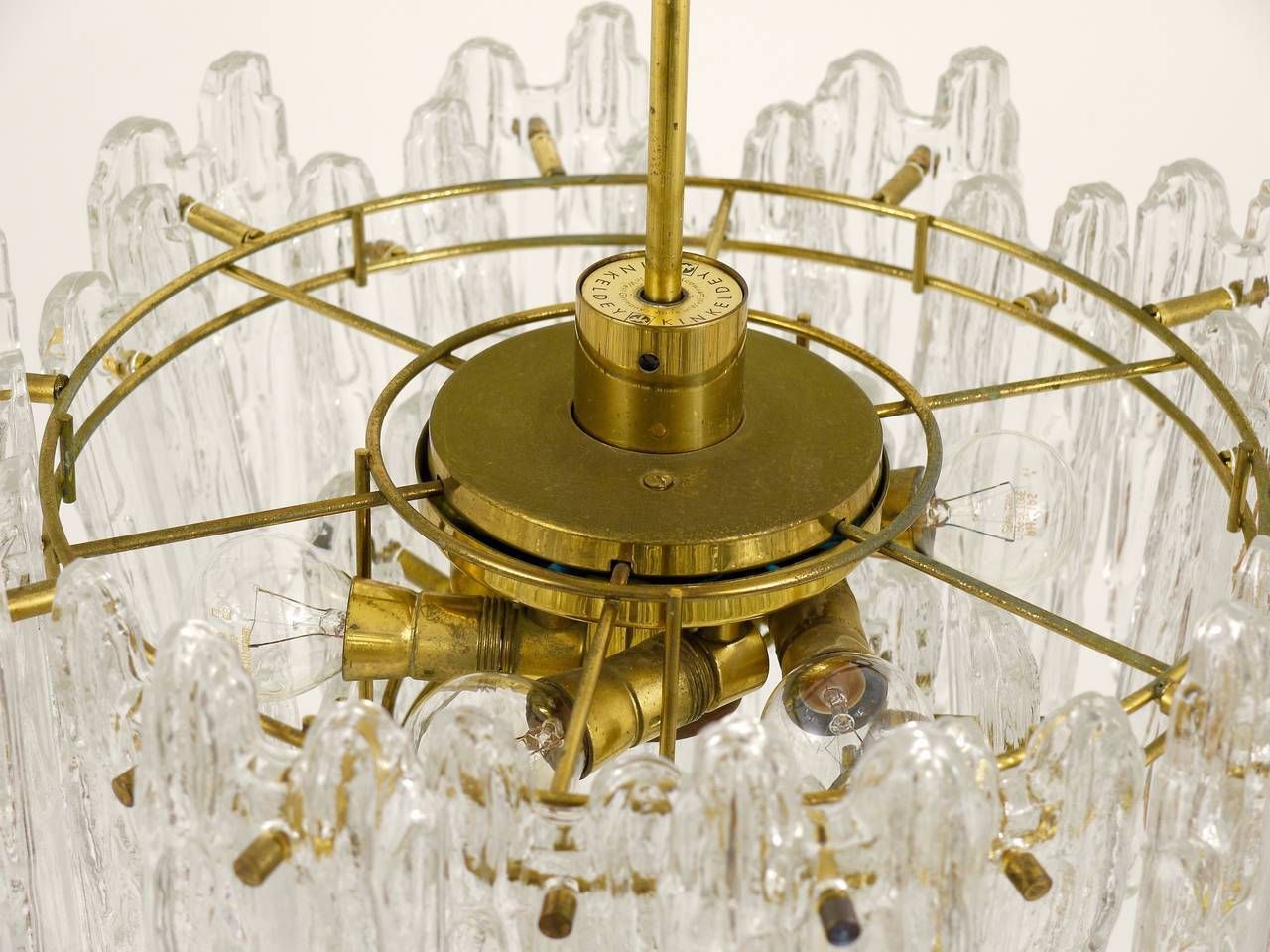 photo for sale Kinkeldey Icicle Brass Ice Glass Chandelier, Germany, 1960s