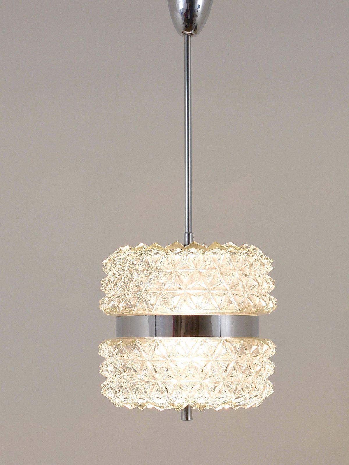 Karl Fagerlund Style Chrome And Faceted Glass Pendant Light From The 1960s photo furniture