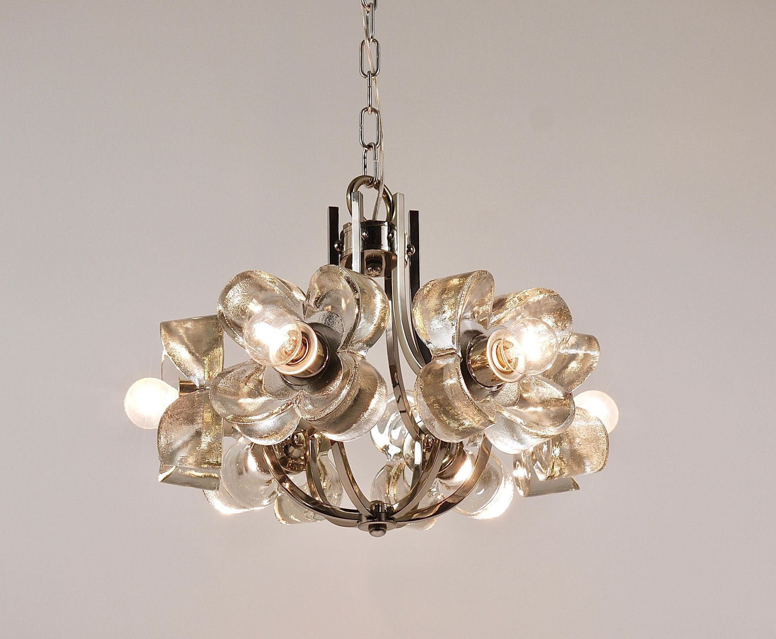 Lighting Kalmar Style Crystal Glass Flower Pendant Chandelier By Sische, Germany, 1970s photo