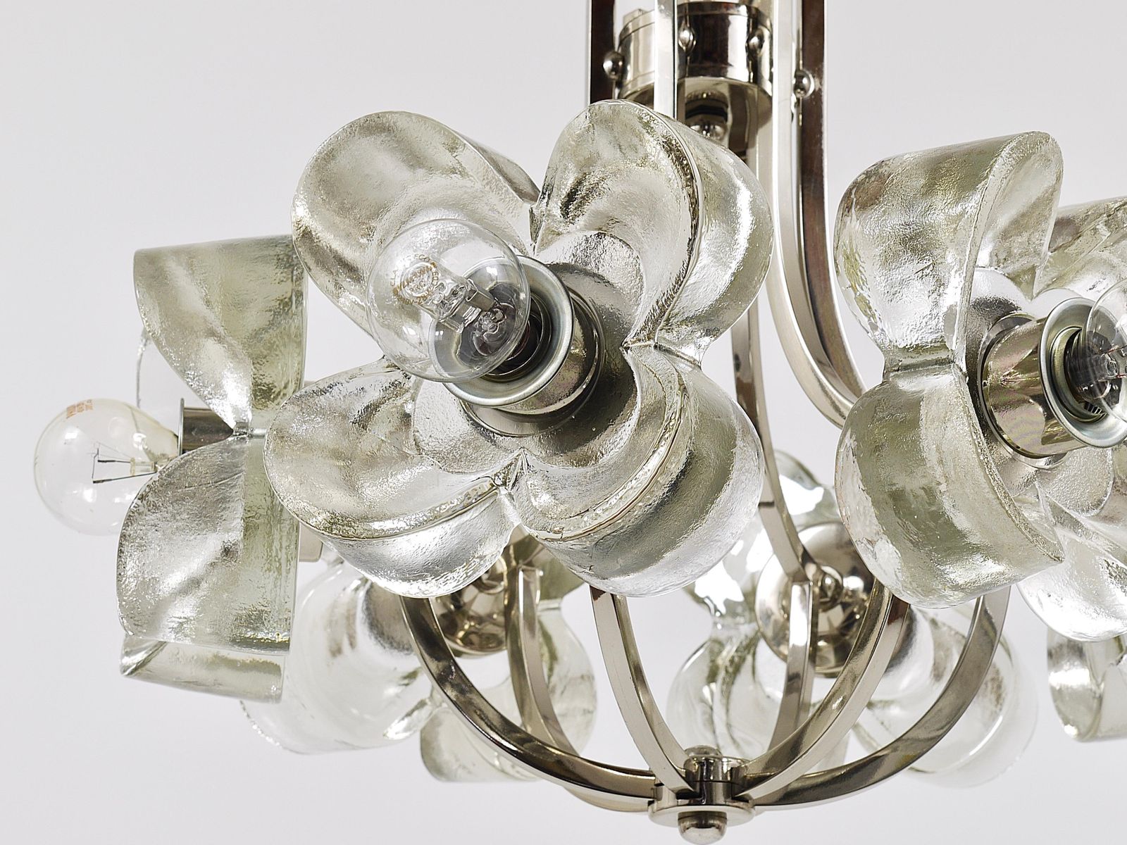 photo vintage Kalmar Style Crystal Glass Flower Pendant Chandelier By Sische, Germany, 1970s