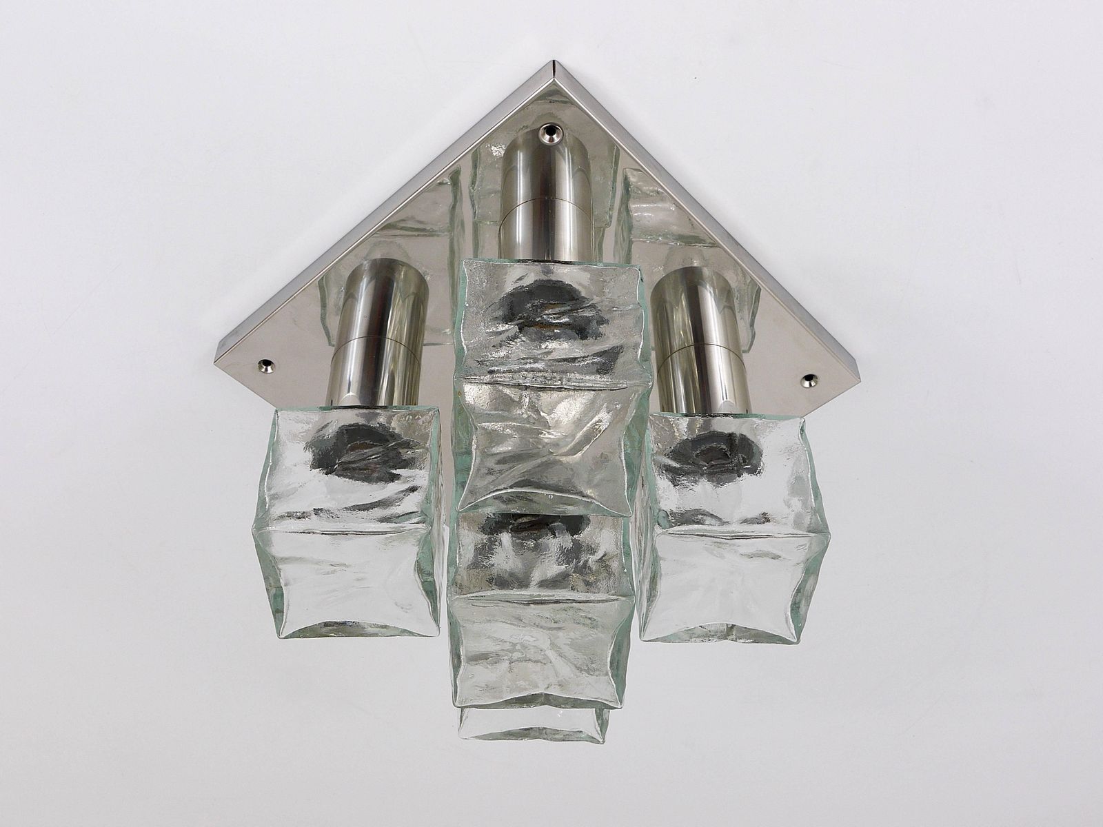 J.T. Kalmar Ice Cube Glass Flush Mount Chandelier Or Sconce, Austria, 1960s photo Lighting