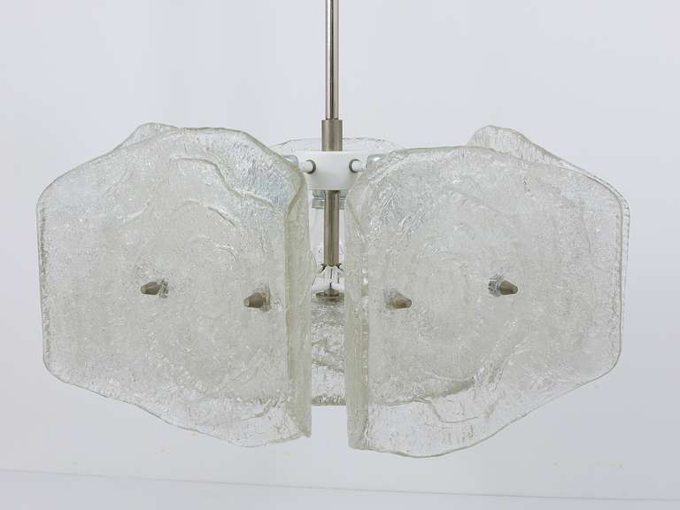 J. T. Kalmar Mid Century Frosted Glass Chandelier, Austria, 1960s photo for sale
