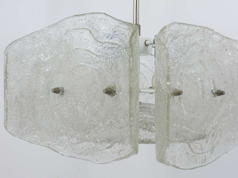 J. T. Kalmar Mid Century Frosted Glass Chandelier, Austria, 1960s photo 2821.0