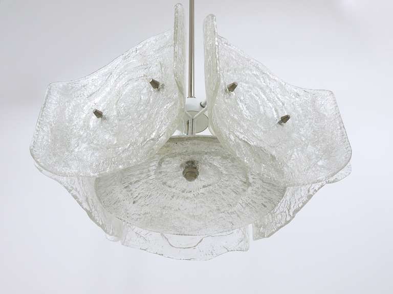 J. T. Kalmar Mid Century Frosted Glass Chandelier, Austria, 1960s photo buy