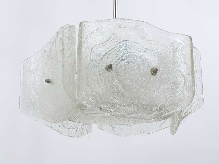 J. T. Kalmar Mid Century Frosted Glass Chandelier, Austria, 1960s photo vintage
