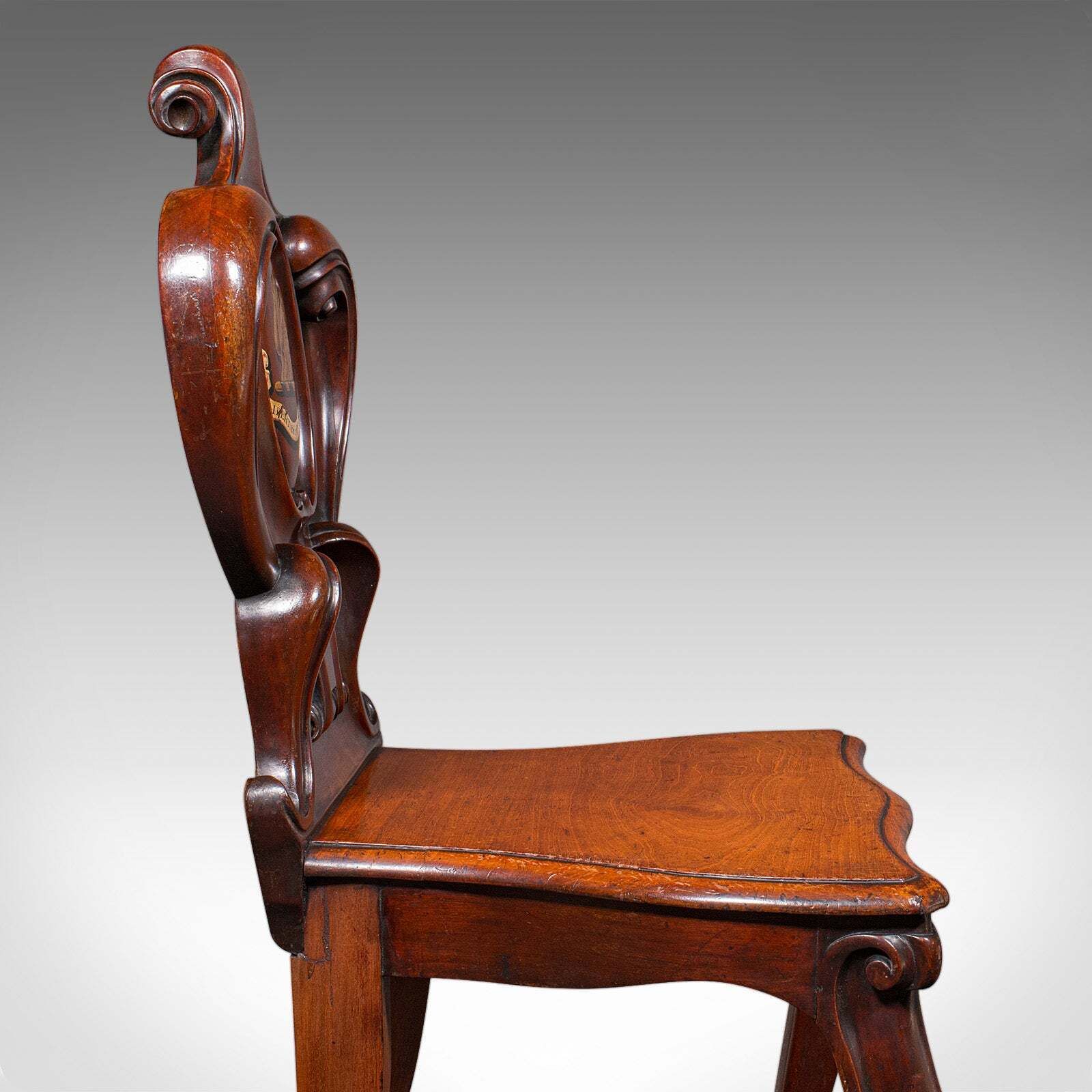 Furniture Antique Law Chambers Hall Chair, Scottish, Walnut, Reception Seat, Victorian photo