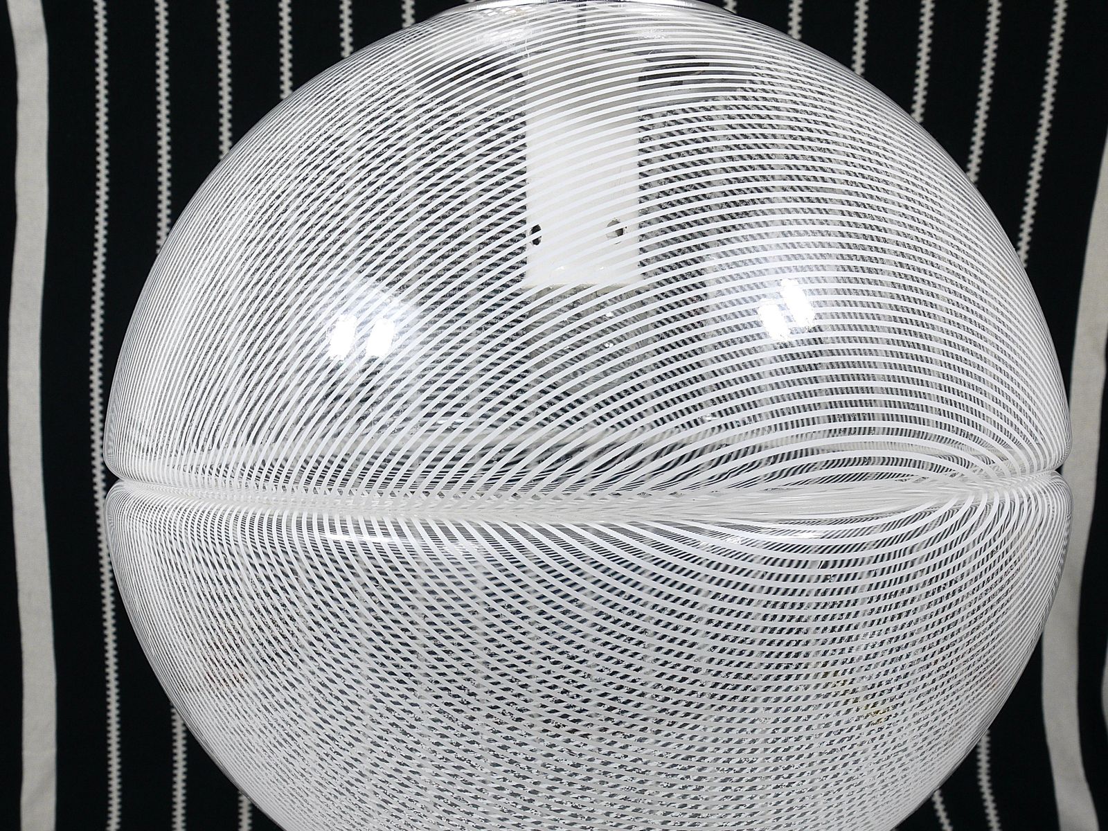 766.0 Harvey Guzzini Post Modern Striped Op Art Globe Pendant Lamp By Meblo, 1970s photo