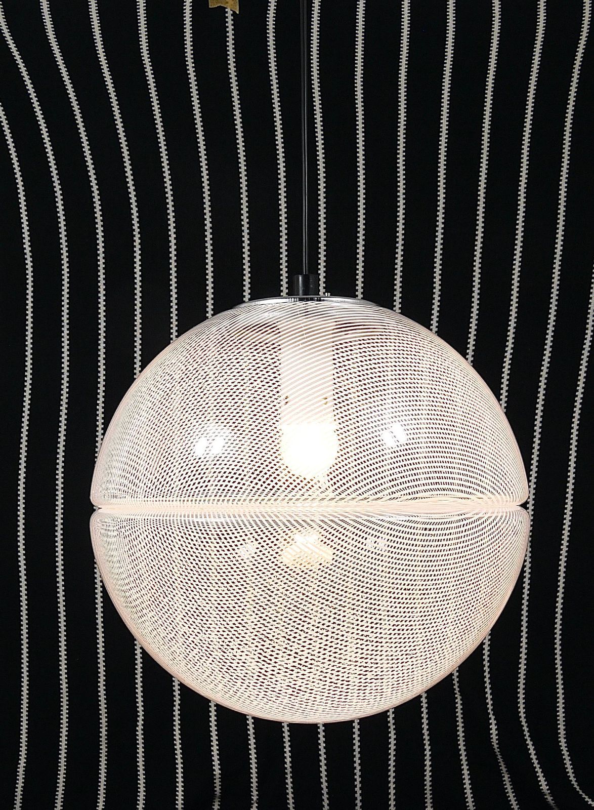 photo buy Harvey Guzzini Post Modern Striped Op Art Globe Pendant Lamp By Meblo, 1970s