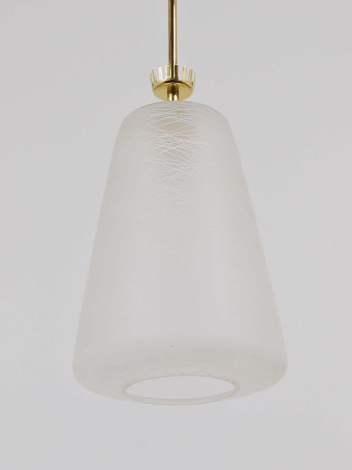 Lighting Gio Ponti Style Mid Century Brass Crown Pendant Lamp Lantern, Italy, 1950s photo