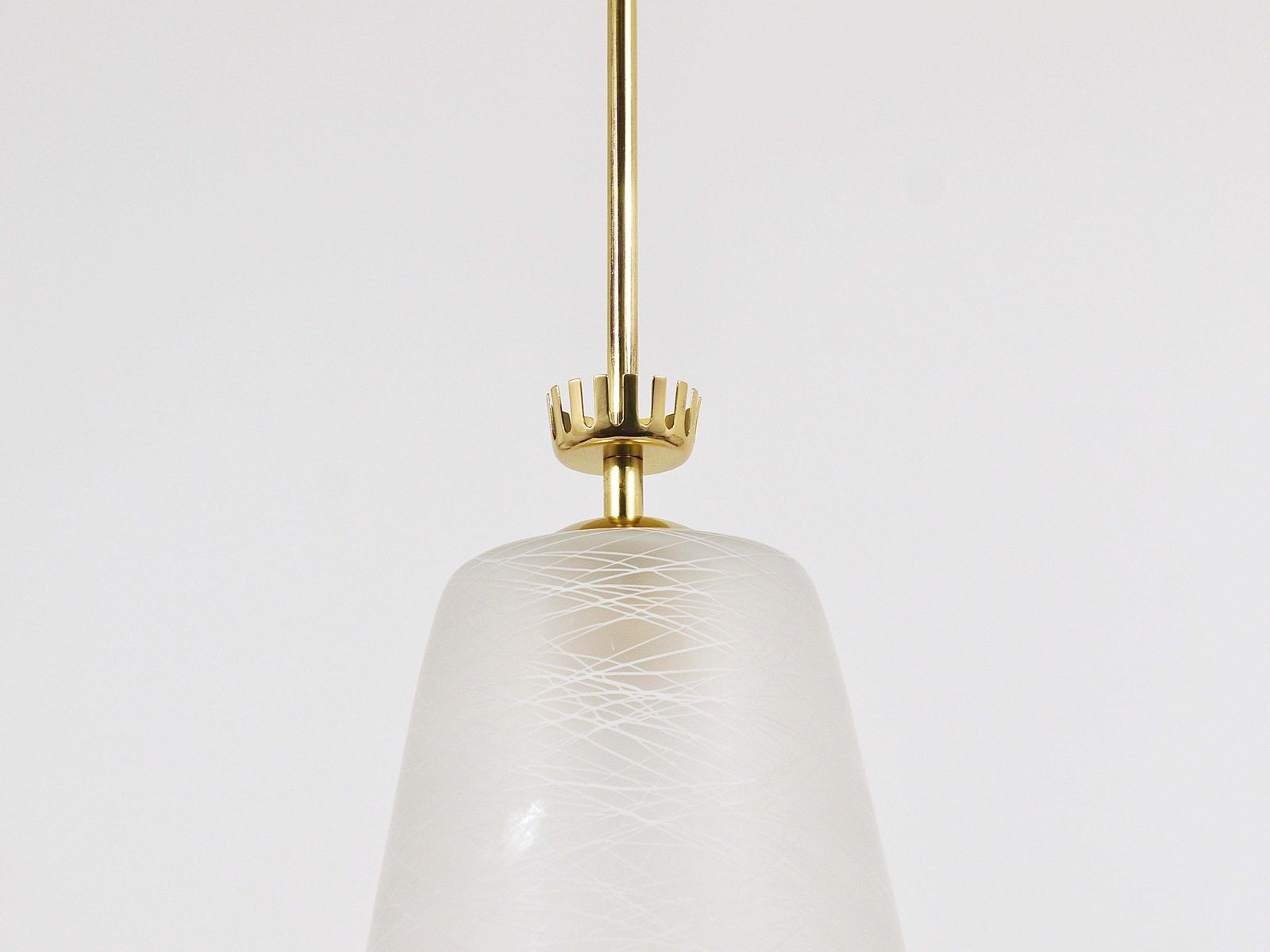 photo vintage Gio Ponti Style Mid Century Brass Crown Pendant Lamp Lantern, Italy, 1950s