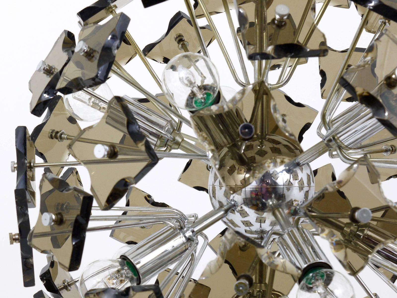 photo furniture Fontana Arte Sputnik Geslepen Glas Dandelion Mid Century Hanglamp, Italië, Jaren 1960