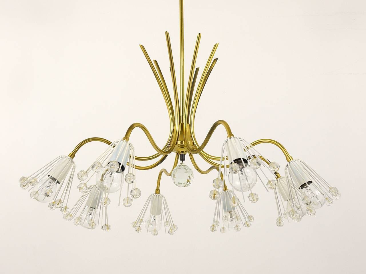 Floral Emil Stejnar Modernist Brass Chandelier, Rupert Nikoll, Austria, 1950s photo for sale