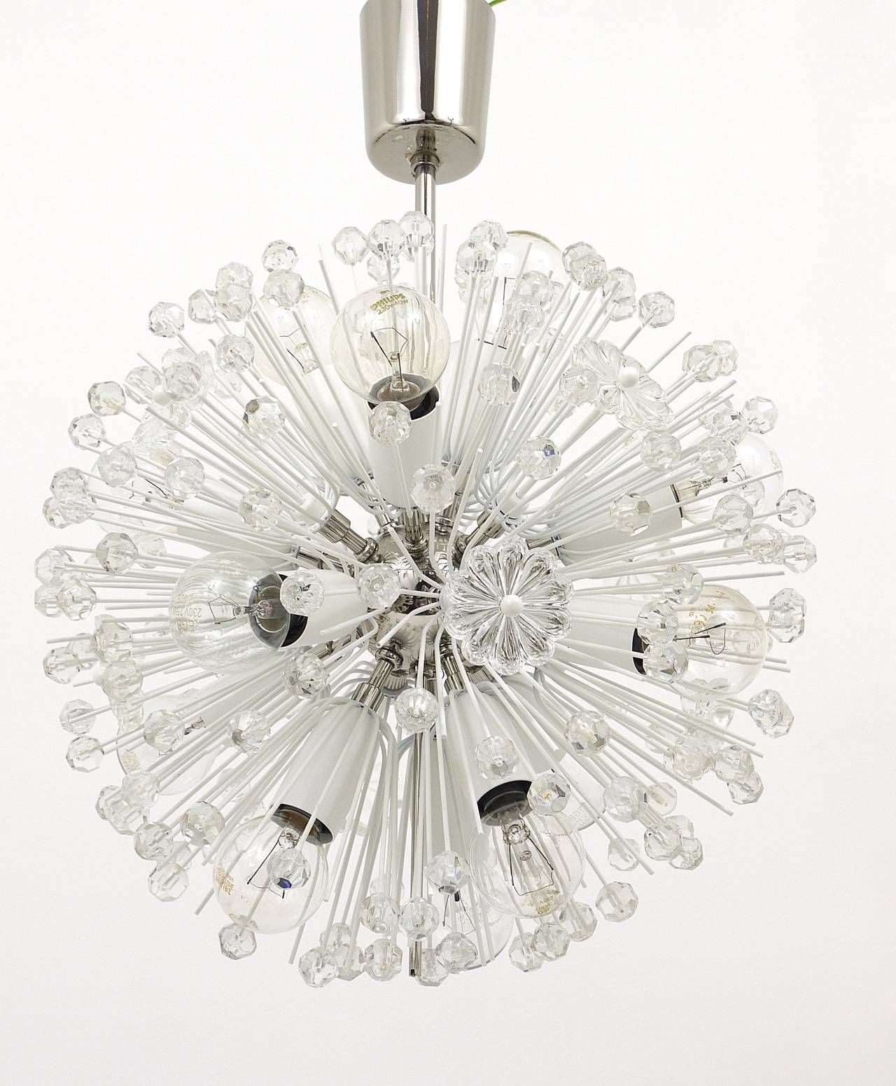 Emil Stejnar Nickel Plated Dandelion Sputnik Blowball Chandelier, Rupert Nikoll photo furniture