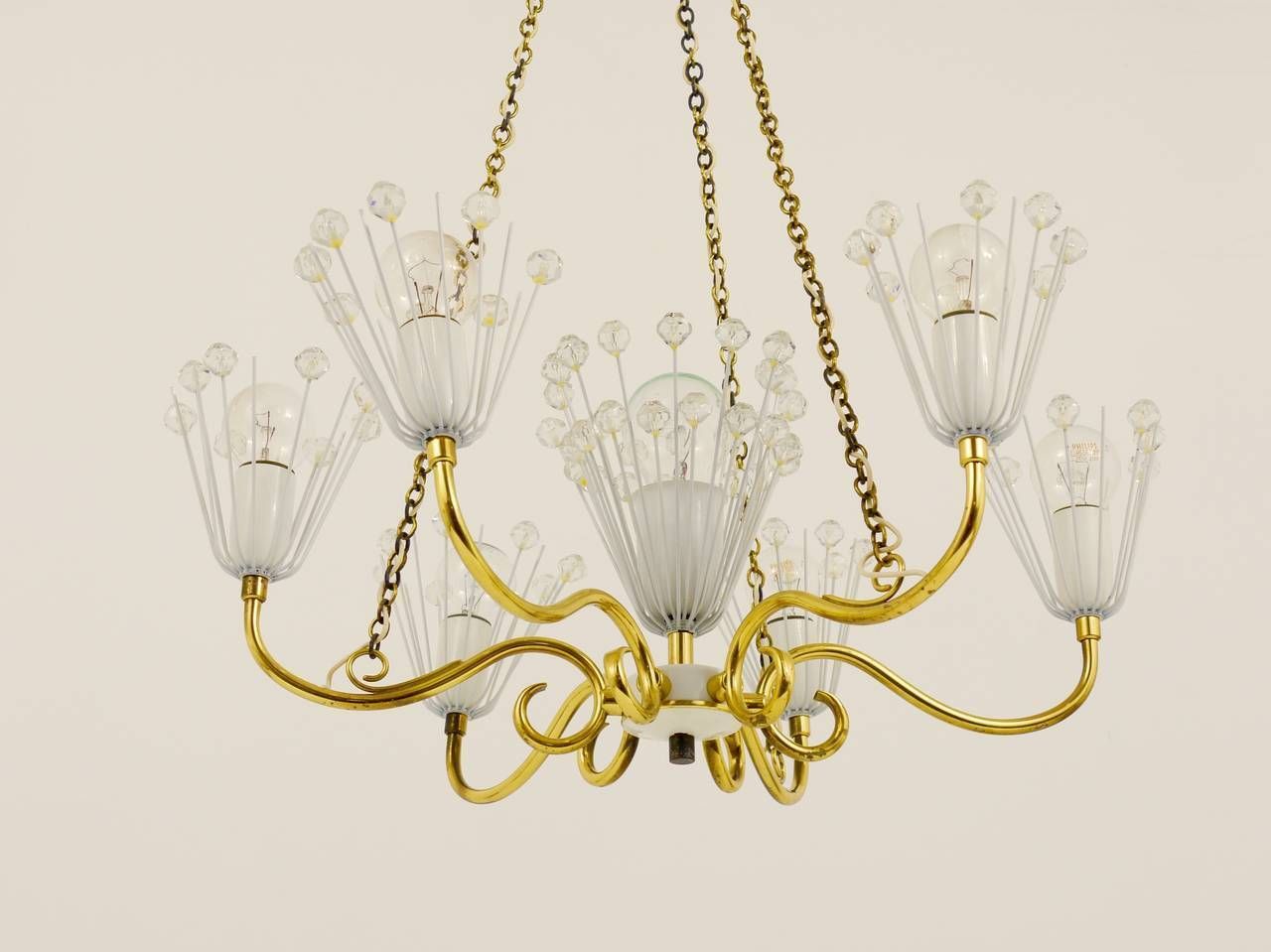 Emil Stejnar Midcentury Brass Chandelier, Rupert Nikoll Vienna, Austria, 1950s photo furniture