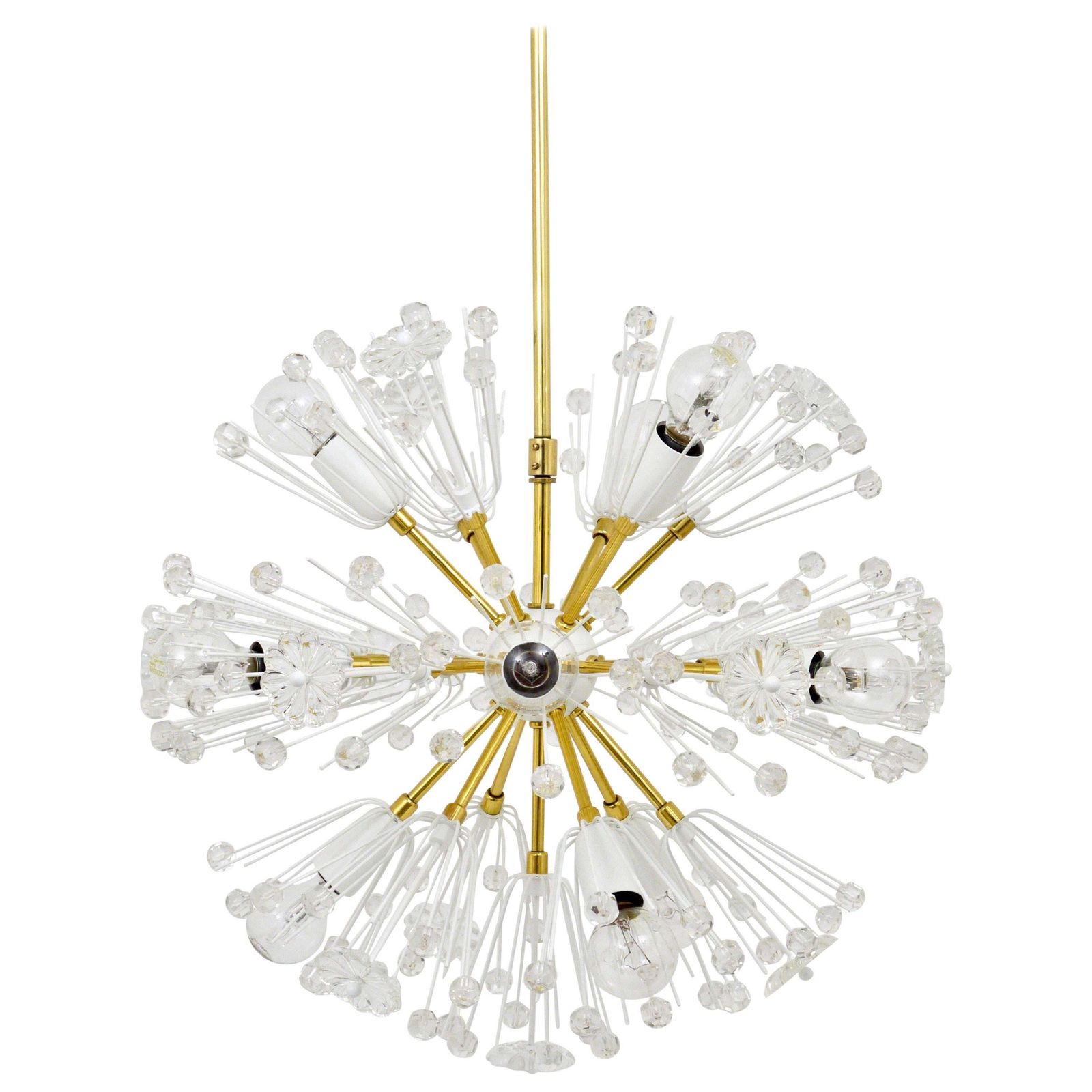 Emil Stejnar Blowball Sputnik Brass Chandelier By Rupert Nikoll, Austria, 1950s