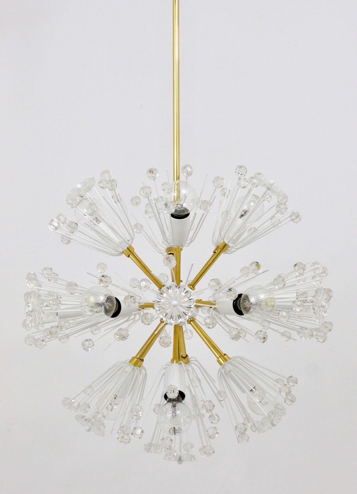 Emil Stejnar Blowball Sputnik Brass Chandelier By Rupert Nikoll, Austria, 1950s photo 2902.0
