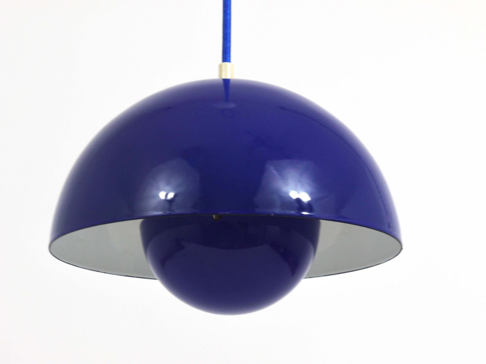 Blue Verner Panton Flowerpot Enameled Pendant Lamp, Louis Poulsen, Denmark, 1969 photo for sale