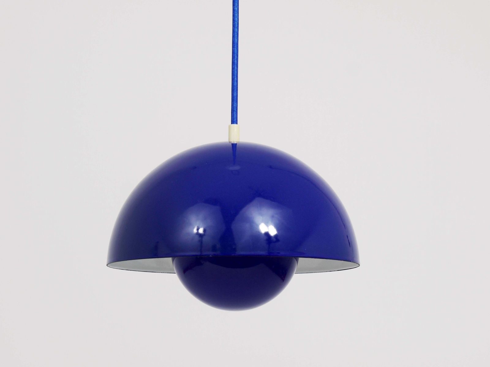 photo furniture Blue Verner Panton Flowerpot Enameled Pendant Lamp, Louis Poulsen, Denmark, 1969