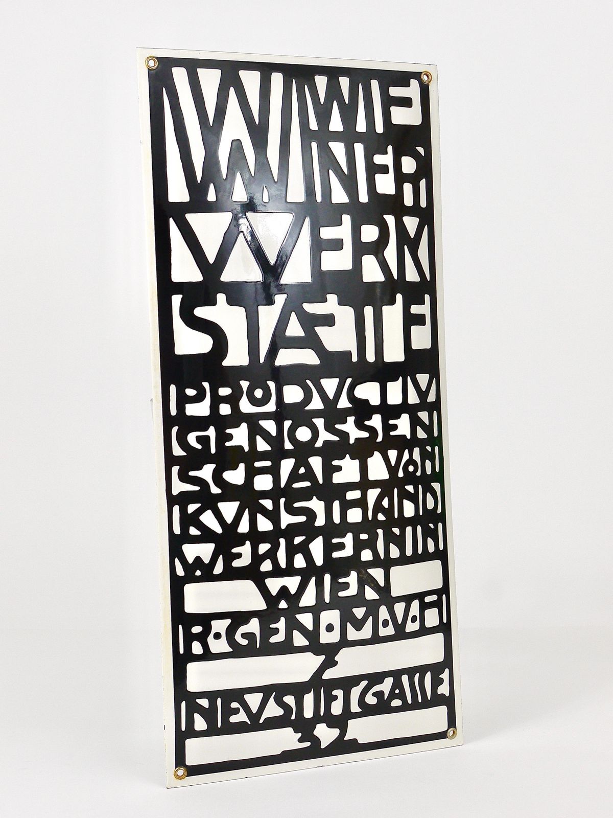 Rare Domed Wiener Werkstaette Vienna Art Nouveau Enameled Advertising Sign photo for sale