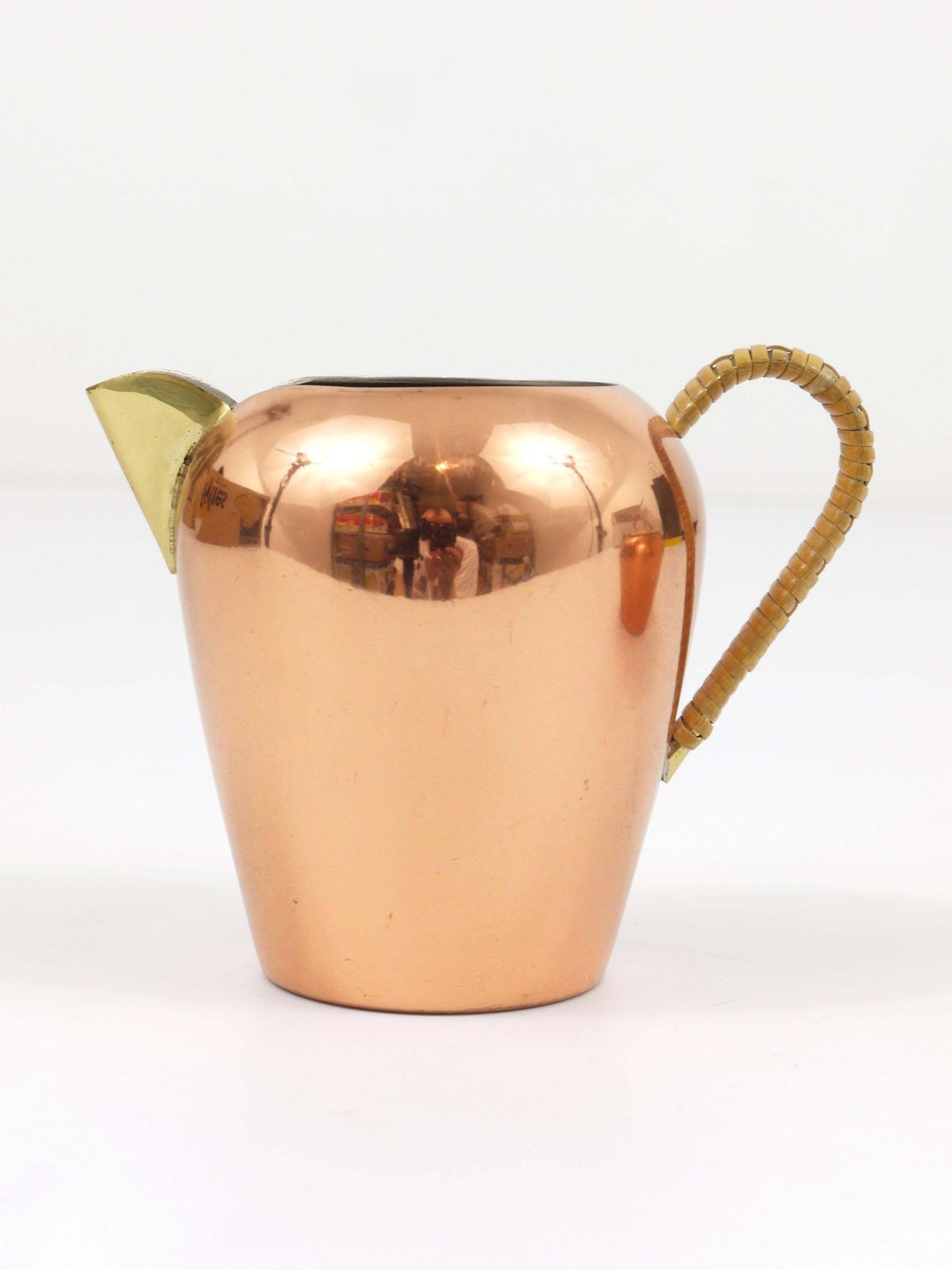 Mid Century Copper & Brass Milk Creamer And Sugar Bowl With Lid, Austria, 1950s photo for sale