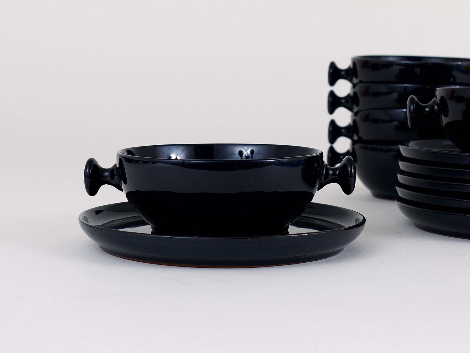 Luigi Colani Zen Full Tea Set And Plates, Stoneware, Friesland, Germany, 1970s photo vintage